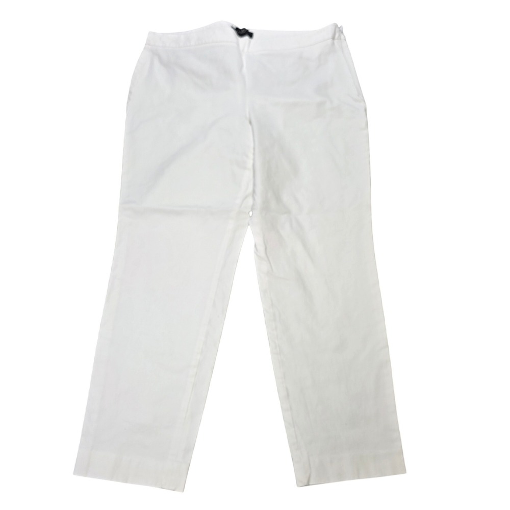 Talbots Chatham Ankle Pants Women's Size 14P White‎ Stretch Cotton Side Zip